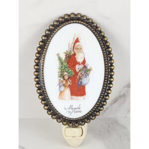 Meyda Tiffany Christmas Night Light 5" Santa Claus Wall Fixture Handcrafted #171